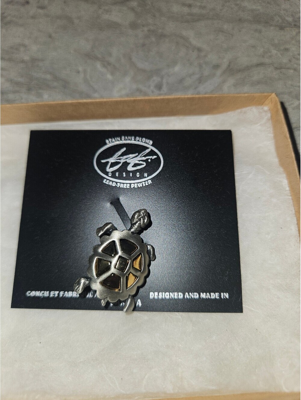 Basin Bay Pewter Turtle Pin Lead-Free Pewter